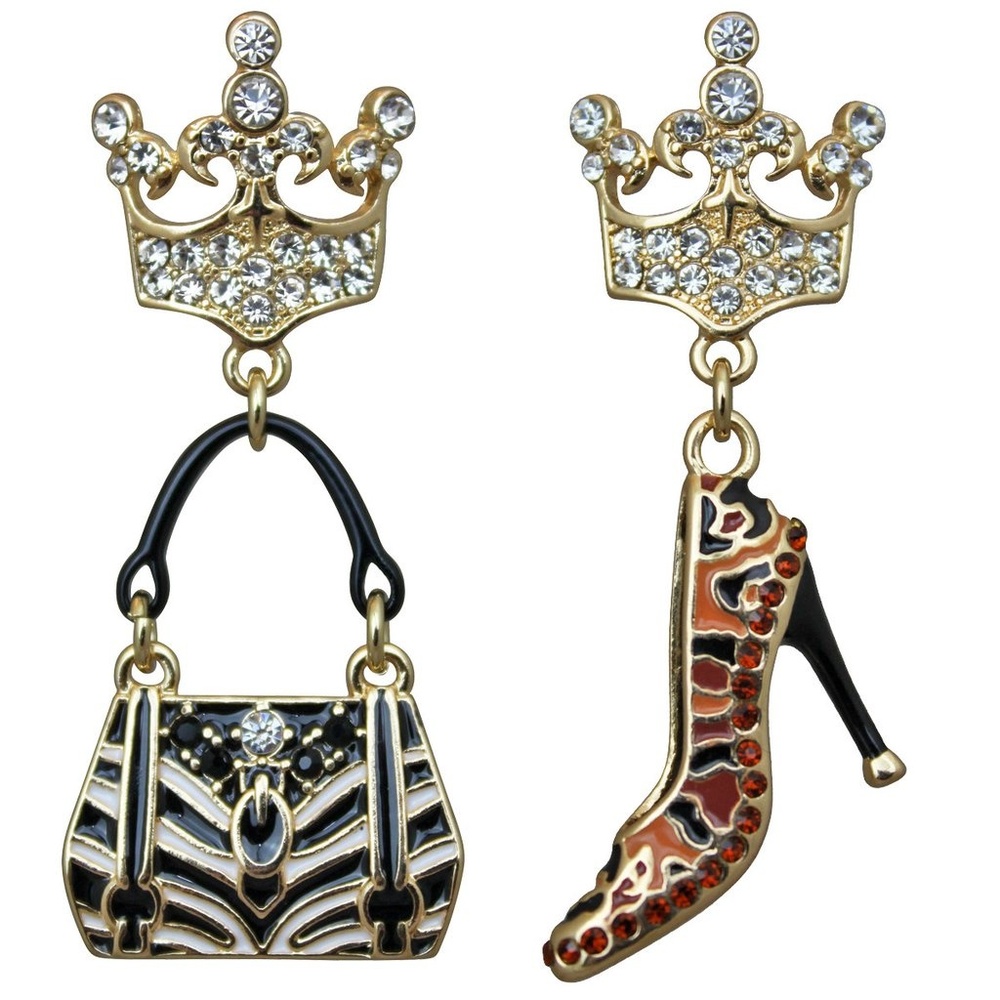 Ritzy Couture Purse and Shoe Shopping Accessories Earrings (Goldtone)